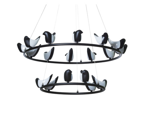 Люстра Creative Bird Chandelier Black 12+6R