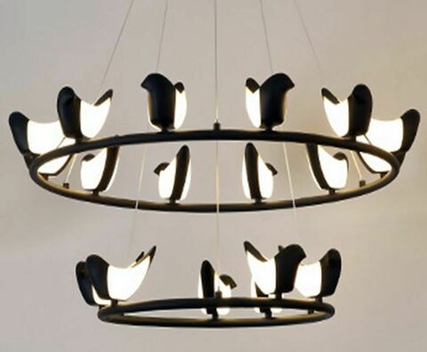 Люстра Creative Bird Chandelier Black 12+6R